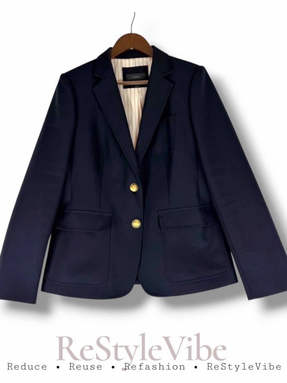 J CREW Women’s Size 10 Blazer Jacket 100% Wool Lined Gold Buttons